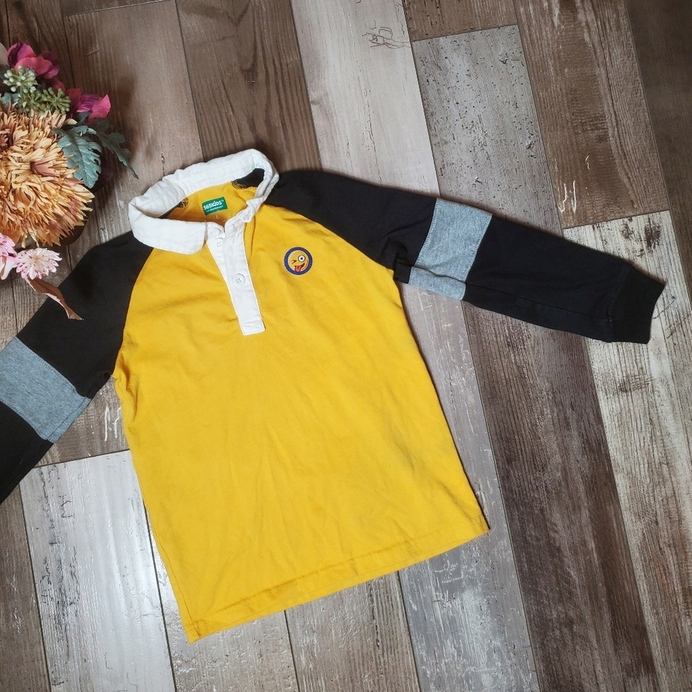365Kids from Garanimals Boys Long Sleeve Raglan Tee Size 6 Gold Emoji Smiley